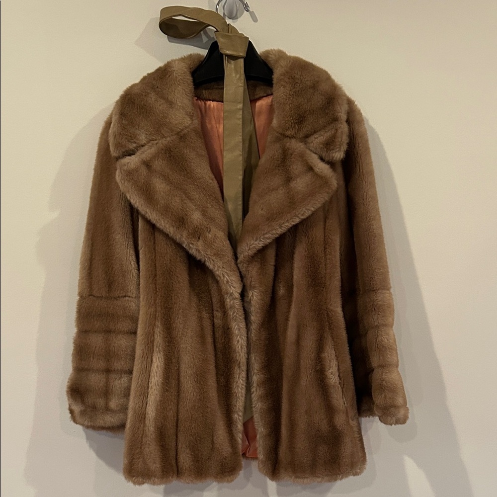 50s Vintage Mobwife Faux Fur Coat